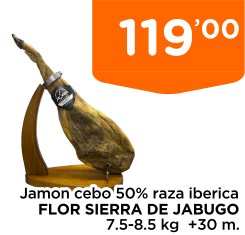 Jamon cebo 50% raza iberica FLOR SIERRA DE JABUGO 7.5-8.5 kg  +30 m.