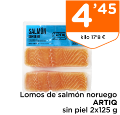 Lomos de salm?n noruego ARTIQ sin piel 2x125 g