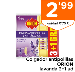 Colgador antipolillas ORION lavanda 3+1 ud