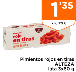 Pimientos rojos en tiras ALTEZA lata 3x60 g
