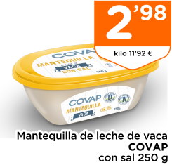 Mantequilla de leche de vaca COVAP con sal 250 g