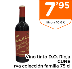 Vino tinto D.O. Rioja CUNE rva colecci?n familia 75 cl