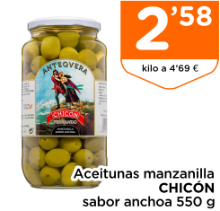 Aceitunas manzanilla CHIC?N sabor anchoa 550 g