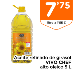 Aceite refinado de girasol VIVO CHEF alto oleico 5 L