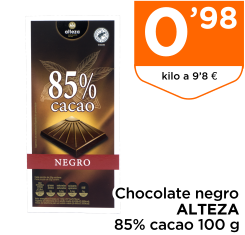 Chocolate negro ALTEZA 85% cacao 100 g