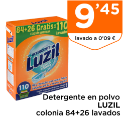 Detergente en polvo LUZIL colonia 84+26 lavados