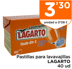 Pastillas para lavavajillas LAGARTO 40 ud