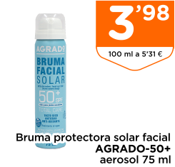 Bruma protectora solar facial AGRADO-50+ aerosol 75 ml