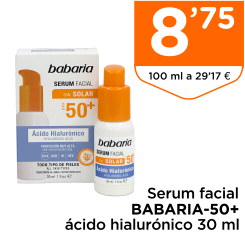 Serum facial BABARIA-50+ ?cido hialur?nico 30 ml