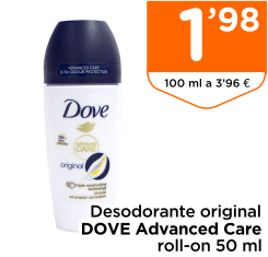 Desodorante original DOVE Advanced Care roll-on 50 ml