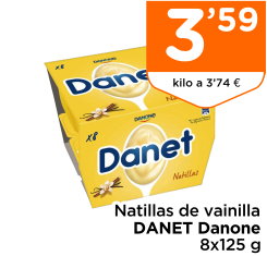 Natillas de vainilla DANET Danone 8x125 g