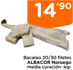 Bacalao 20/30 filetes ALBACOR Noruego media curaci?n -kg-