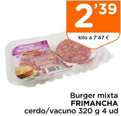 Burger mixta FRIMANCHA cerdo/vacuno 320 g 4 ud