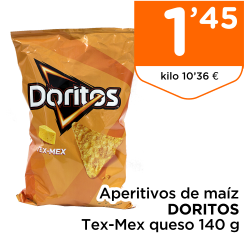 Aperitivos de ma?z DORITOS Tex-Mex queso 140 g