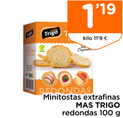 Minitostas extrafinas MAS TRIGO redondas 100 g