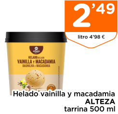 Helado vainilla y macadamia ALTEZA tarrina 500 ml