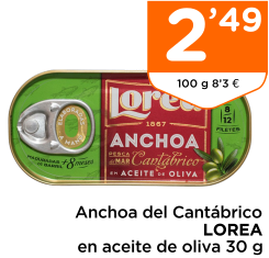 Anchoa del Cant?brico LOREA en aceite de oliva 30 g