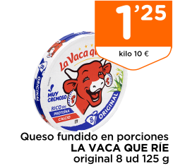 Queso fundido en porciones LA VACA QUE R?E original 8 ud 125 g