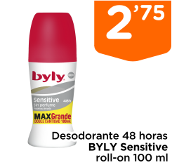 Desodorante 48 horas BYLY Sensitive roll-on 100 ml