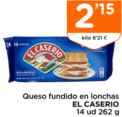 Queso fundido en lonchas EL CASERIO 14 ud 262 g