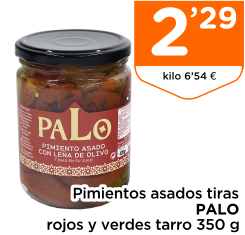 Pimientos asados tiras P.A.L.O rojos y verdes tarro 350 g