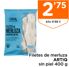 Filetes de merluza ARTIQ sin piel 400 g