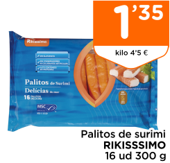 Palitos de surimi RIKISSSIMO 16 ud 300 g