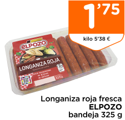 Longaniza roja fresca ELPOZO bandeja 325 g