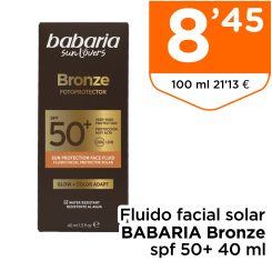 Fluido facial solar BABARIA Bronze spf 50+ 40 ml