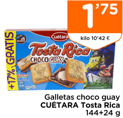 Galletas choco guay CU?TARA Tosta Rica 144+24 g