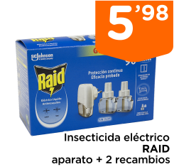 Insecticida el?ctrico RAID aparato + 2 recambios