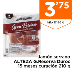 Jam?n serrano ALTEZA G.Reserva Duroc 15 meses curaci?n 210 g