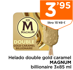 Helado double gold caramel MAGNUM billionaire 3x85 ml