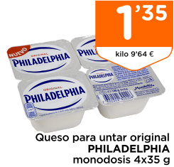 Queso para untar original PHILADELPHIA monodosis 4x35 g
