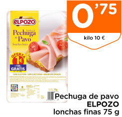 Pechuga de pavo ELPOZO lonchas finas 75 g