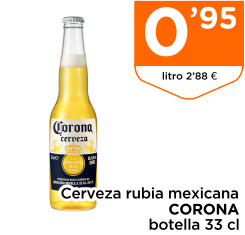Cerveza rubia mexicana CORONA botella 33 cl