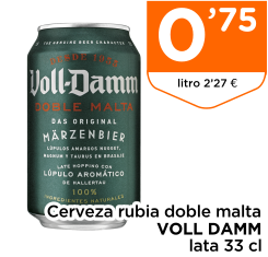 Cerveza rubia doble malta VOLL DAMM lata 33 cl