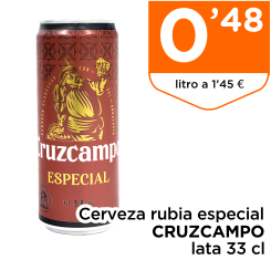 Cerveza rubia especial CRUZCAMPO lata 33 cl