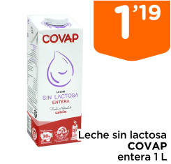 Leche sin lactosa COVAP entera 1 L