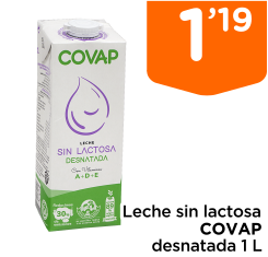 Leche sin lactosa COVAP desnatada 1 L