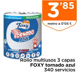 Rollo multiusos 3 capas FOXY tornado azul 340 servicios