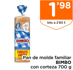 Pan de molde familiar BIMBO con corteza 700 g