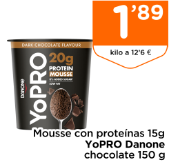 Mousse con prote?nas 15g YoPRO Danone chocolate 150 g