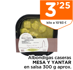 Albondigas caseras MESA Y YANTAR en salsa 300 g aprox.