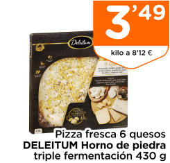 Pizza fresca 6 quesos DELEITUM Horno de piedra triple fermentaci?n 430 g