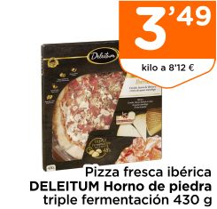 Pizza fresca ib?rica DELEITUM Horno de piedra triple fermentaci?n 430 g