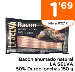 Bacon ahumado natural LA SELVA 50% Duroc lonchas 150 g