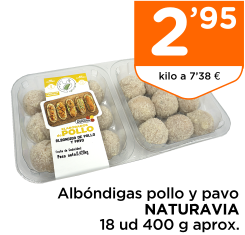 Alb?ndigas pollo y pavo NATURAVIA 18 ud 400 g aprox.