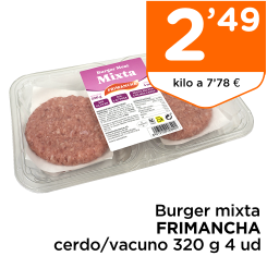 Burger mixta FRIMANCHA cerdo/vacuno 320 g 4 ud