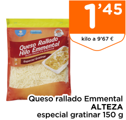 Queso rallado Emmental ALTEZA especial gratinar 150 g